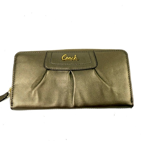Coach Ashley Wallet Bronze Gold Zip Around Organizer Clutch Liq New - Picture 2 of 10